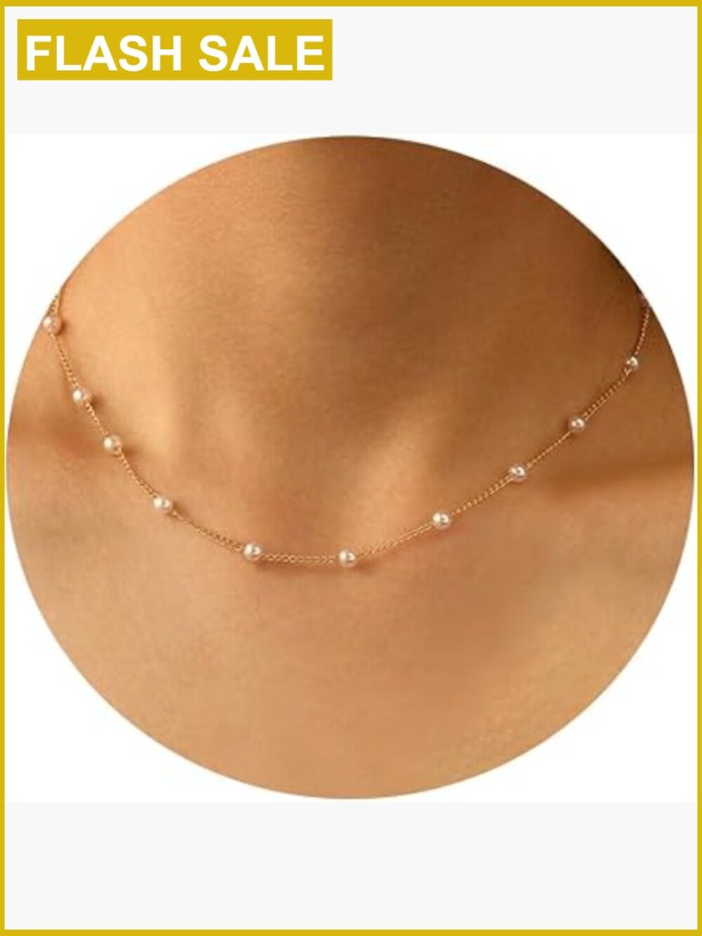 Dainty Pearl Necklace 14k Gold Plated Tiny Pearl Choker Thin Chain Freshwater